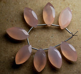 New Arrival, 6 Matched Pair,Super Finest, Aaa Rose Pink Chalcedony Faceted Marquise Briolettes 20mm Large Size