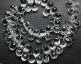 New Arrival,White Topaz Micro Faceted Drops Briolettes, 15 Pieces Of Aprx. 30 Cts In Size Of 8-9mm Long,.