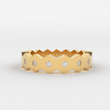 Octagon Diamond Wedding Band / 14k Gold All Around Octagon Women's Wedding Band / Unique Unisex Wedding Band / Polygon Diamond Gold Band