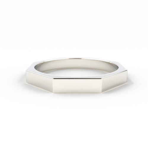 Octagon Gold Ring / 14k Solid Gold Ring / Minimalist Geometric Design Ring / Bolt Shape Ring / Simple Ring / Wedding Ring, Gifts for Her - Jalvi & Co.