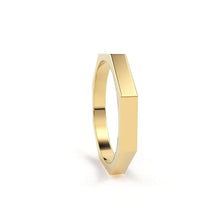 Load image into Gallery viewer, Octagon Gold Ring / 14k Solid Gold Ring / Minimalist Geometric Design Ring / Bolt Shape Ring / Simple Ring / Wedding Ring, Gifts for Her - Jalvi &amp; Co.
