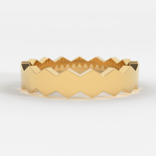 Octagon Wedding Band / 14k Gold All Around Octagon Women's Wedding Band / Unique Unisex Wedding Band / Polygon Handmade Solid Gold Band - Jalvi & Co.