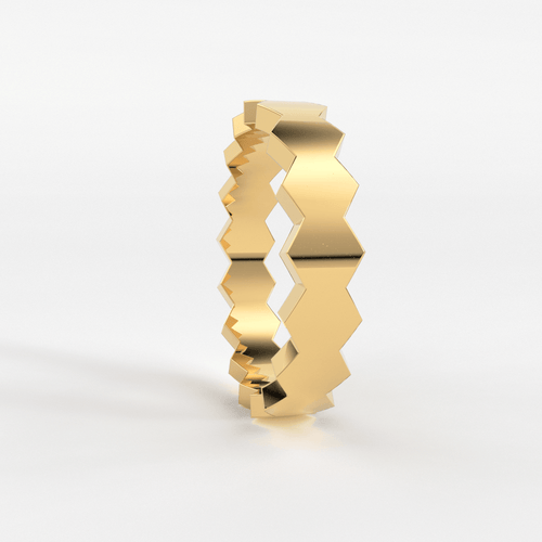 Octagon Wedding Band / 14k Gold All Around Octagon Women's Wedding Band / Unique Unisex Wedding Band / Polygon Handmade Solid Gold Band - Jalvi & Co.