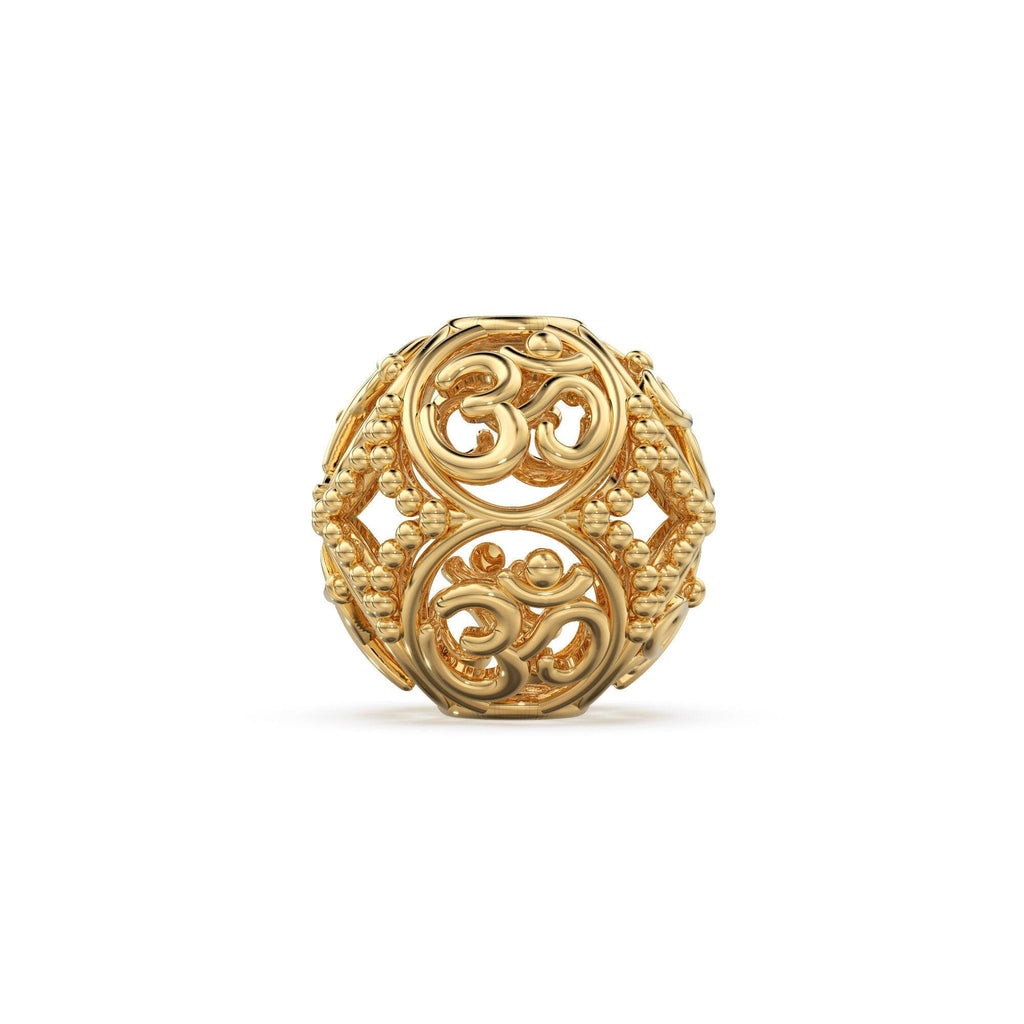 Om Holy Milgrain Designer Solid Gold 14k 18k Handmade Gold Spacer Bead Jewelry Making Supply 6mm 8mm 10mm - Jalvi & Co.