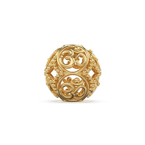 Om Holy Milgrain Designer Solid Gold 14k 18k Handmade Gold Spacer Bead Jewelry Making Supply 6mm 8mm 10mm - Jalvi & Co.