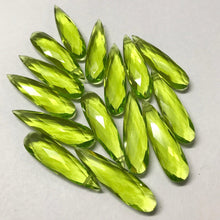 Load image into Gallery viewer, One matching pair 30x8mm Peridot Green Quartz Pear Long Drops Briolette Loose Beads - Jalvi &amp; Co.