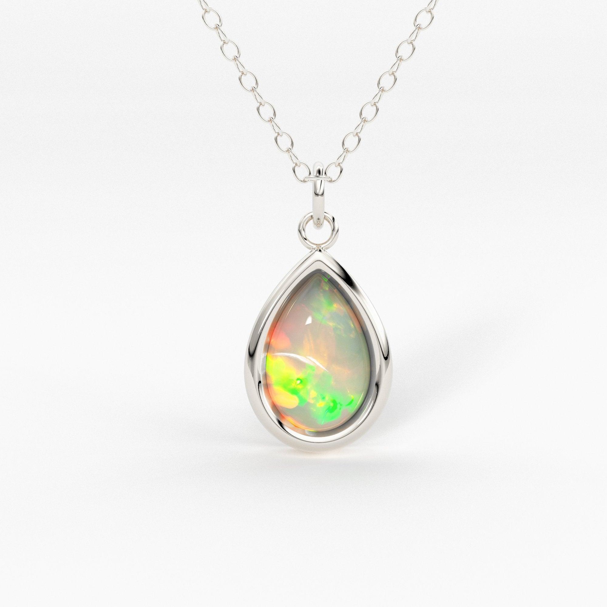 Opal 14k Gold Necklace Teardrop Opal Necklace Small Opal