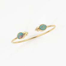 Load image into Gallery viewer, Opal Cuff Bracelet, Open Bangle Bracelet, Real Solid Gold Cuff Bracelet, Vintage Stacking Bangle, 14k Gold Bangle Bracelet - Jalvi &amp; Co.