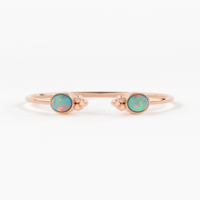 Load image into Gallery viewer, Opal Cuff Bracelet, Open Bangle Bracelet, Real Solid Gold Cuff Bracelet, Vintage Stacking Bangle, 14k Gold Bangle Bracelet - Jalvi &amp; Co.