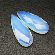 Load image into Gallery viewer, Opalite Faceted Checker Pear Drops Briolette Bead Matching Pair 2pc 30x12mm - Jalvi &amp; Co.