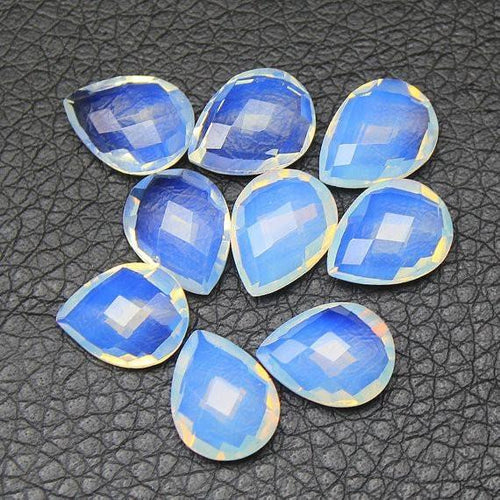 Opalite Faceted Pear Drop Briolette Matching Pair Loose Gemstone Beads 5pc 14mm - Jalvi & Co.