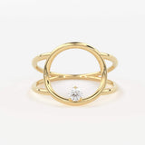 Open Circle Diamond Ring in 14k Gold / Dual Shank Unique Diamond Ring / Solitaire Cocktail Ring / Special Gift / Graduation Gift