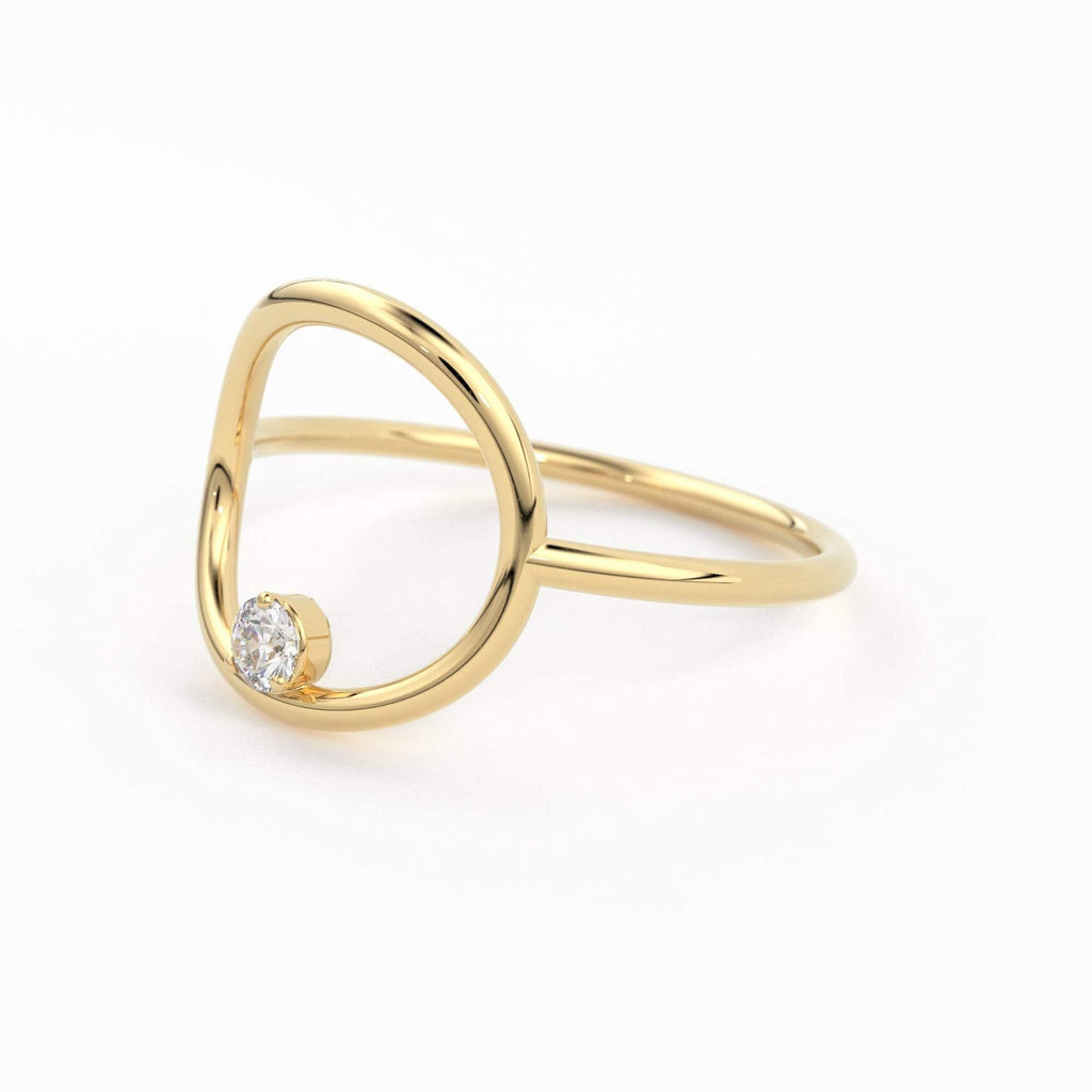 Open Circle Diamond Ring in 14k Gold / Unique Diamond Ring / Special Gift / Graduation Gift - Jalvi & Co.