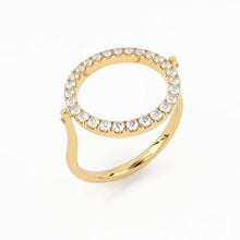 Load image into Gallery viewer, Open Circle Pave Diamond Ring in 14k Gold / Unique Diamond Ring / Floating Spinner Ring / Bespoke Designer Gold Ring - Jalvi &amp; Co.