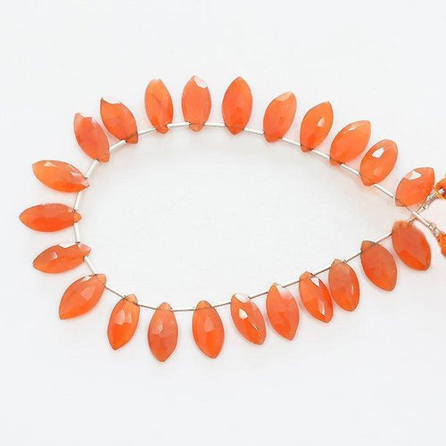Orange Carnelian Faceted Marquise Briolette Gemstone Loose Beads 9