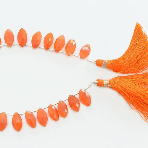 Orange Carnelian Faceted Marquise Briolette Gemstone Loose Beads 9