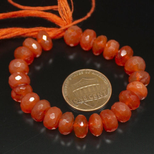 Orange Carnelian Faceted Rondelle Gemstone Beads Strand 8