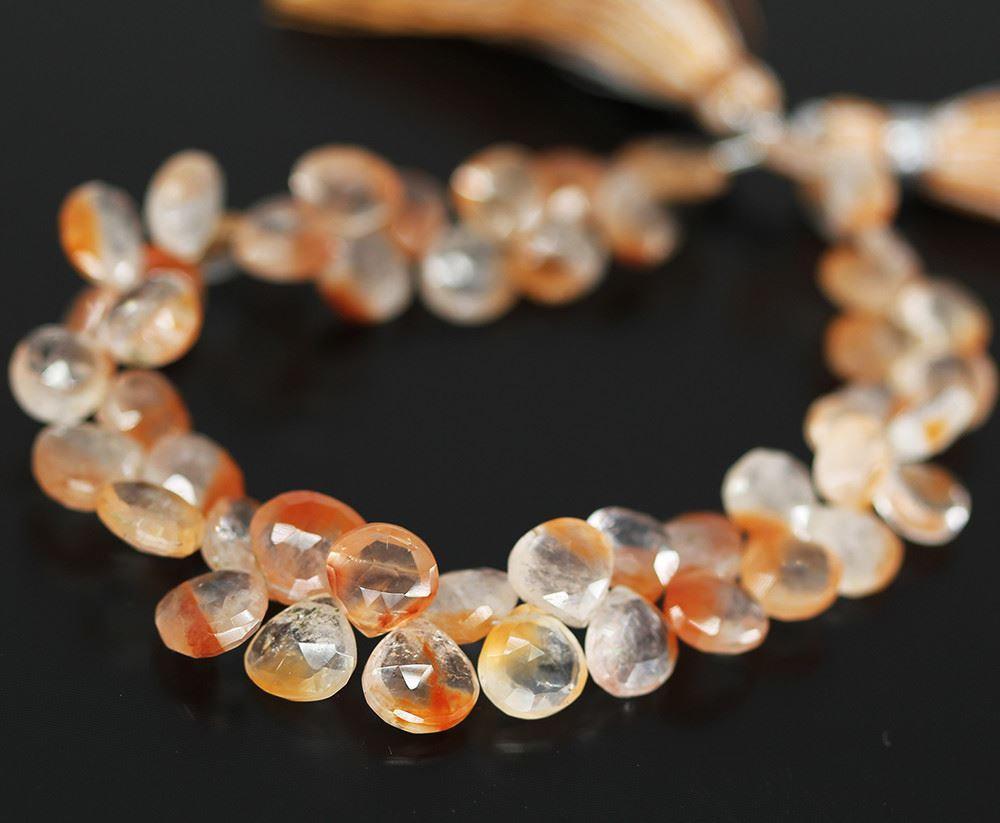 Orange Tangerine Quartz Faceted Heart Gemstone Loose Beads Strand 4" 7mm 10mm - Jalvi & Co.