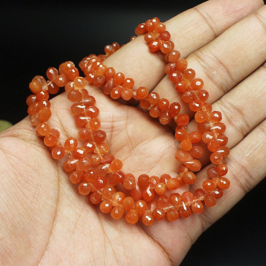 Orange Tangerine Quartz Faceted Tear Drop Loose Gemstone Beads Strand 8" 6mm 7mm - Jalvi & Co.