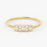 Oval & Round Diamond Band in 14k Gold / Round Diamond Ring / Gold Band White Diamond Ring / Brilliant Diamond Wedding Band