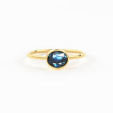 Oval Blue Sapphire Engagement  Ring / Bezel Set Ring / 6.0MM Sapphire Ring / Gemstone Ring / Natural Sapphire Solid Gold Cocktail Ring