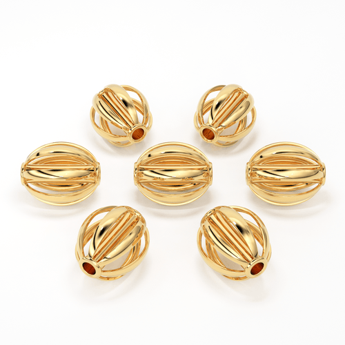 Oval Designer14K 18k Solid Gold Handmade Gold Spacer Bead Jewelry Making Supply 7mm - Jalvi & Co.