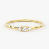 Oval Diamond Band in 14k Gold / Round Gold Diamond Ring / Gold Band White Diamond Ring / Genuine Diamond Wedding Band