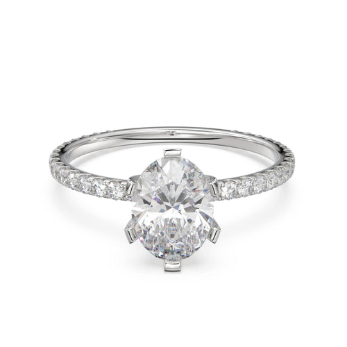 Oval GIA Solitaire Diamond Engagement Ring, French Pave Solid Gold Engagement Ring, Natural Real Diamond Ring, Gia Certified Diamond Ring - Jalvi & Co.