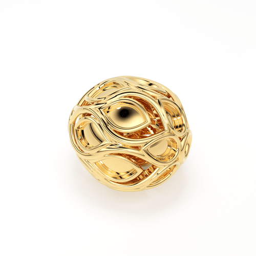 Oval Leaf Solid Gold 14k 18k Designer Handmade Gold Spacer Bead Jewelry Making Supply 11mm - Jalvi & Co.