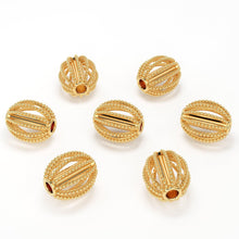 Load image into Gallery viewer, Oval Milgrain Handmade Solid Gold 14k 18k Designer Gold Spacer Bead Jewelry Making Supply 6mm - Ships Next Day - Jalvi &amp; Co.