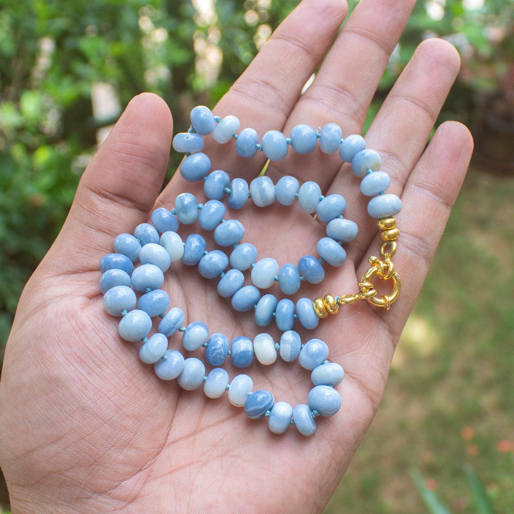 Pale Blue Opal Knotted Necklace - Jalvi & Co.