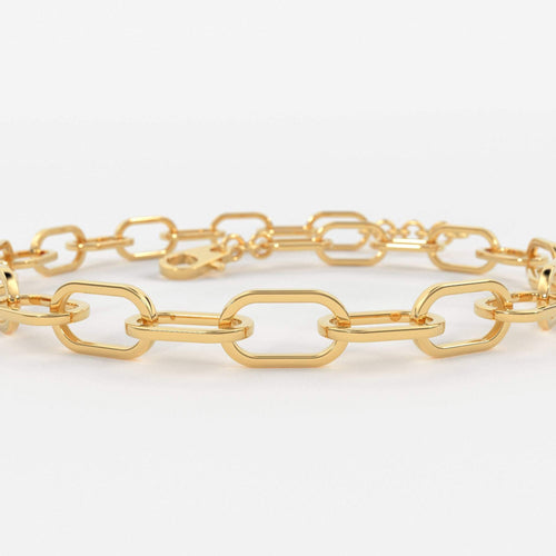 Paper Clip Bracelet / 14k Gold Paper Clip Link Bracelet 8 MM / Gold Link Chain Bracelet / Rectangle Link Staple Bracelet / Layering Bracelet - Jalvi & Co.