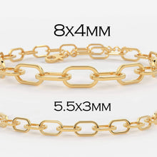 Load image into Gallery viewer, Paper Clip Bracelet / 14k Gold Paper Clip Link Bracelet 8 MM / Gold Link Chain Bracelet / Rectangle Link Staple Bracelet / Layering Bracelet - Jalvi &amp; Co.