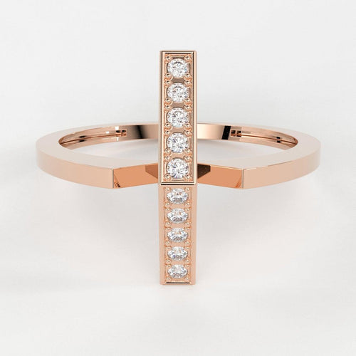 Pave Ring / Micro Pave Ring / 14K Gold Diamond Wedding Band / Pave Bar Ring / Diamond Wedding Ring / Diamond ring / Mother's Day Sale - Jalvi & Co.