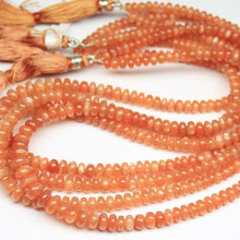 Load image into Gallery viewer, Peach Moonstone Natural Dark Gemstone Smooth 4mm 6mm 15&quot; Rondelle Beads Strand - Jalvi &amp; Co.