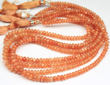 Load image into Gallery viewer, Peach Moonstone Natural Dark Gemstone Smooth 4mm 6mm 15&quot; Rondelle Beads Strand - Jalvi &amp; Co.