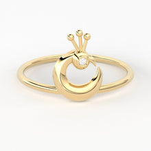 Load image into Gallery viewer, Peacock Diamond Ring in 14k Gold / Peacock Gold Ring / Gold Band White Diamond Ring / Bird Gold Ring - Jalvi &amp; Co.