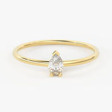 Pear Diamond Band in 14k Gold / Pear Gold Diamond Ring / Gold Band White Diamond Ring / Genuine Diamond Wedding Band