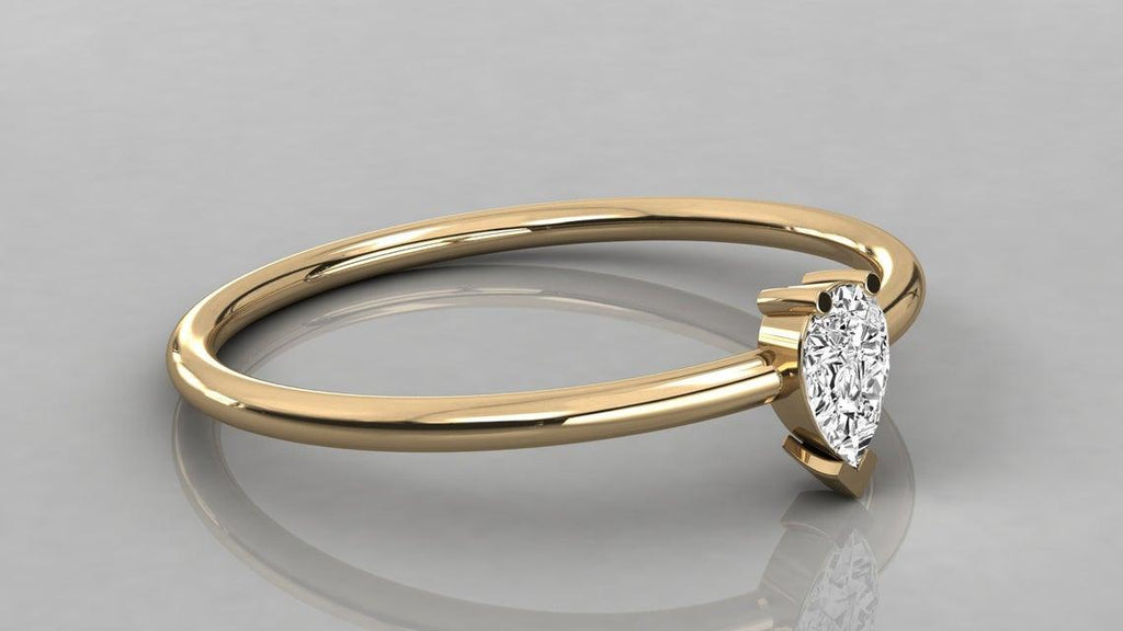 Pear Diamond Band in 14k Gold / Pear Gold Diamond Ring / Gold Band White Diamond Ring / Genuine Diamond Wedding Band - Jalvi & Co.