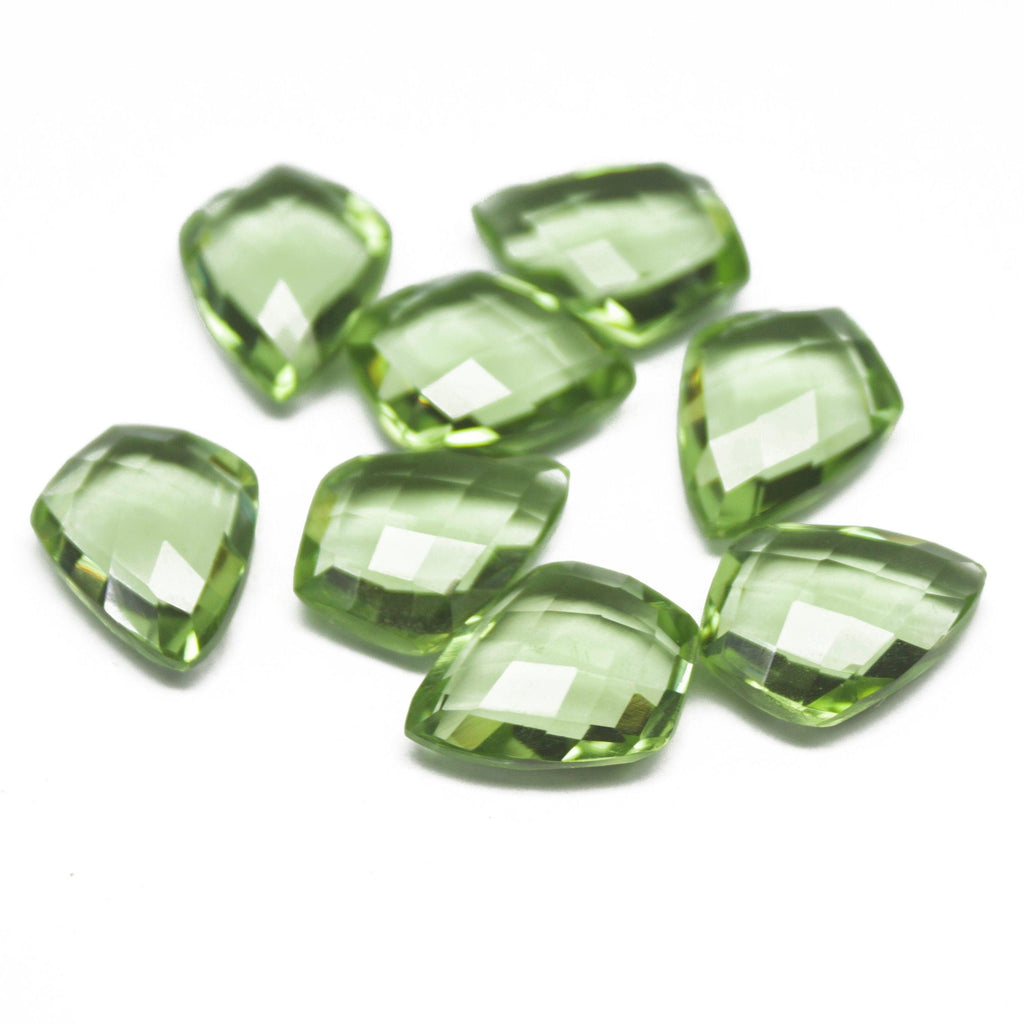 Peridot Green Quartz Faceted Kite Shield Briolette Drop Loose Gemstone Beads 1 pair 16x12mm - Jalvi & Co.