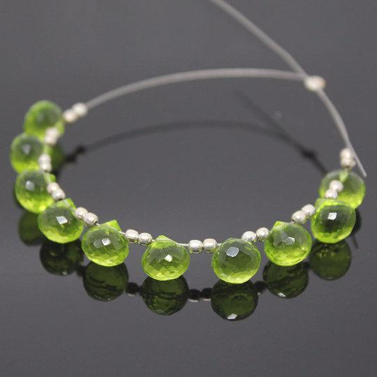 Peridot Green Quartz Faceted Onion Beads 7mm 10pc - Jalvi & Co.