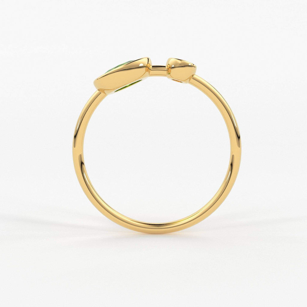 Peridot Ring / 14k Gold Peridot Ring with Diamond / Oval Shape Bezel Setting Peridot ring with Diamond / August Birthstone Ring - Jalvi & Co.