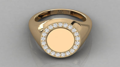 Personalised Ring / Signet Ring / 14k Gold Diamond Signet Ring / Initial Ring / Solid Gold Monogram Ring / Diamond Ring / Engraved Ring - Jalvi & Co.