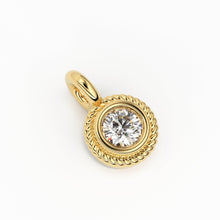 Load image into Gallery viewer, Petite Round Diamond Charm Pendant / 14k 18k Solid Gold Pendant / Diamond Pendant / Solitaire Diamond Charm / Sale - Jalvi &amp; Co.