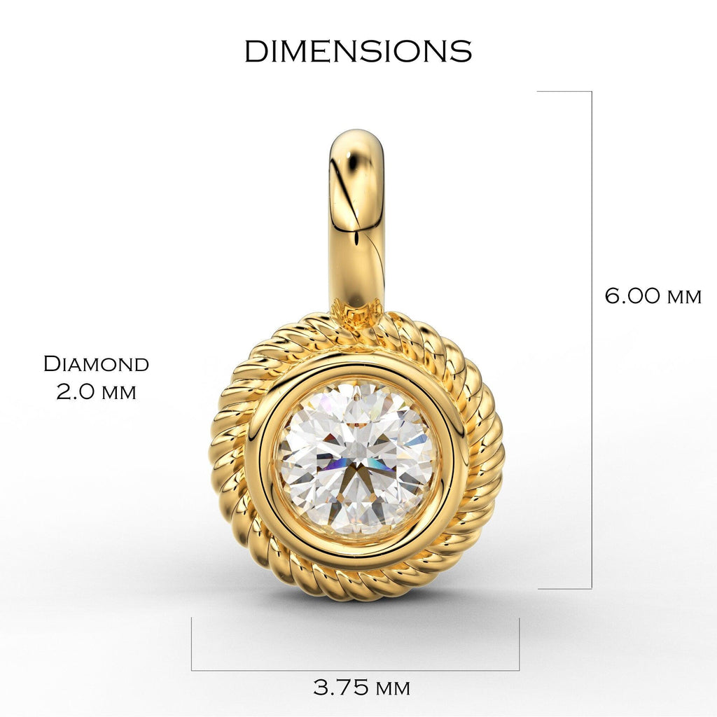 Petite Round Diamond Charm Pendant / 14k 18k Solid Gold Pendant / Diamond Pendant / Solitaire Diamond Charm / Sale - Jalvi & Co.