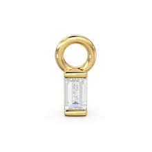 Load image into Gallery viewer, Petite TINY Baguette Diamond Charm Pendant / 14k 18k Solid Gold Pendant / Baguette Diamond Pendant / Petite Diamond Charm / Sale - Jalvi &amp; Co.