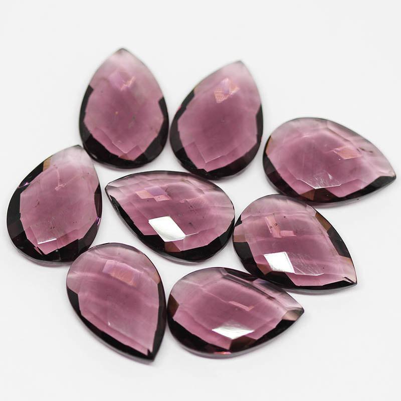 Pink Amethyst Quartz Faceted Pear Drops Briolette Beads 1 Pair 2pc 22x15mm - Jalvi & Co.