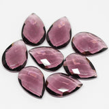 Pink Amethyst Quartz Faceted Pear Drops Briolette Beads 1 Pair 2pc 22x15mm