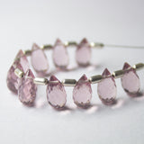 Pink Amethyst Quartz Faceted Teardrop Beads 10mm 5mm 10pc