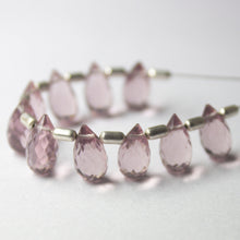 Load image into Gallery viewer, Pink Amethyst Quartz Faceted Teardrop Beads 10mm 5mm 10pc - Jalvi &amp; Co.